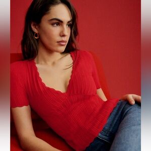 Sezane Cloe red top